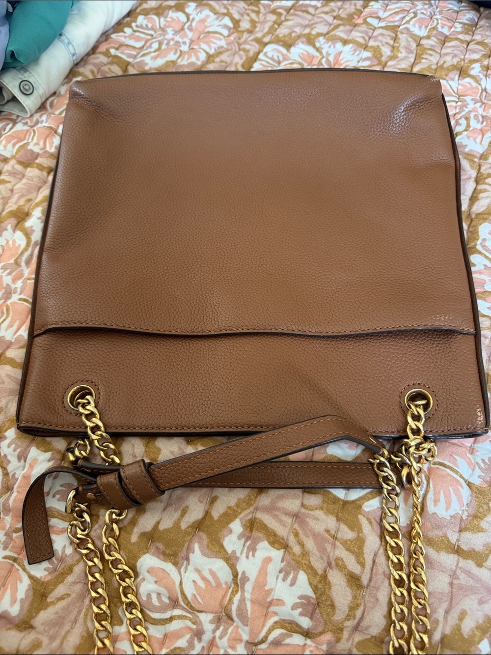 Tory Burch Caramel Pebbled Leather Shoulder Bag with Gold Accents - Picture 2 of 3